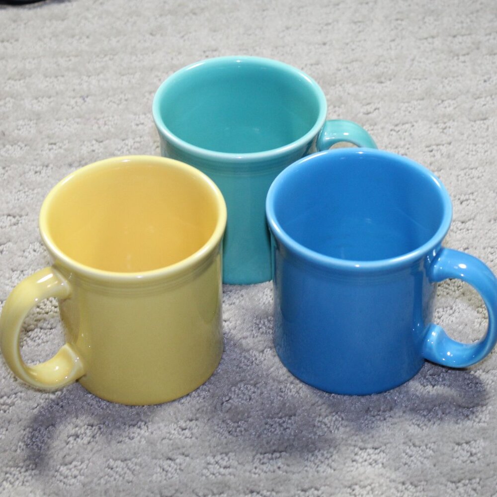 VTG Fiestaware Set of 3 Java Mugs Coffee Tea Cups Tapered Fiesta D Ring Handles